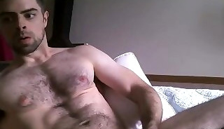 muscular And shaggy chap Masturbating In Live