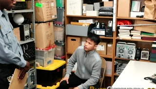 Thieving asian sucks mall cops black shlong