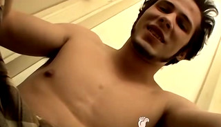 Bearded jock plays with his feet and big hairy dick solo