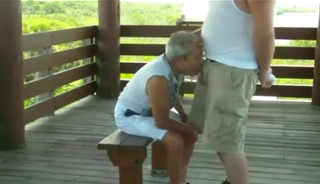 Outdoors scenes where grandpa sucks gets fucked by chub