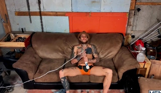 Heavily Tattooed Guy's Playing With His Hole