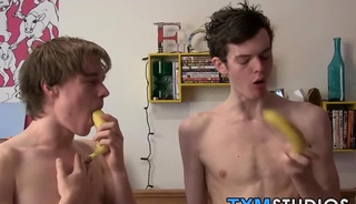 Bottom twink in jockstraps receives dildo and cock into ass