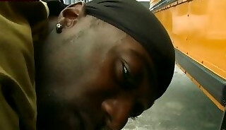 Dickloving Ebony bottom public fucked outdoor by IR stud