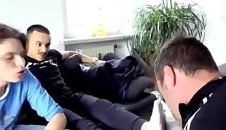 Arab master brings slave to enjoy with the boys