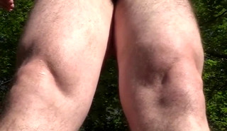 nothing but masturbation and cum in the woods from a fat man