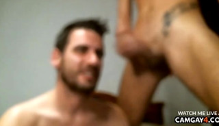A mature couple suck each other's cocks and cum in their mouths