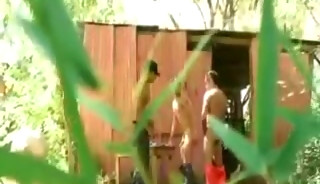 Hot Guys In Uniform Threeway Outdoor Fuck