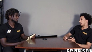 Muscle security officer ass drills gay guy after sensual BJ