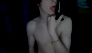 Redhead twink playing with toys webcam