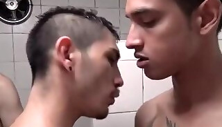 3way at showers in argentina. Hot gay sex