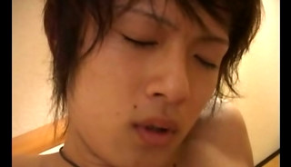 Handsome asian teen sucks