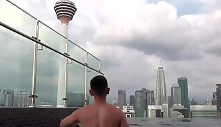 Hot model getting shoot outdoors before nipple played and body creamed!