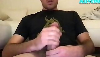 American guy strokes his donkey dick on webcam