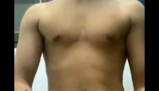 Men with bellow and hot muscle