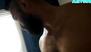 bearded American hunk with long strong cock masturbates on webcam