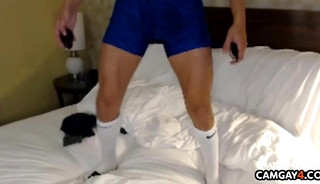 Muscular man caressing his dick