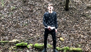 Horny BOY Stroking his Big Dick Outdoor in SNOWY WEATHER &#x2F; Cute Boy &#x2F;school