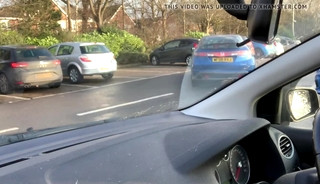 Wanking on public carpark in pink stockings and panties
