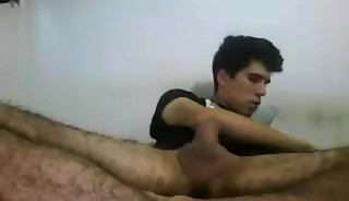 Argentinian guy wanks his huge cylindrical piece of meat