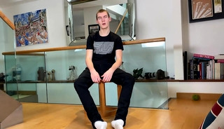 Young Handsome Pup gets Wanked by Another Man & his Uncut Cock is Rock Solid & Squirts Loads!