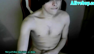 cute boy wanks and self sucks on webcam