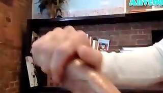 Thick horse cock jerks on cam