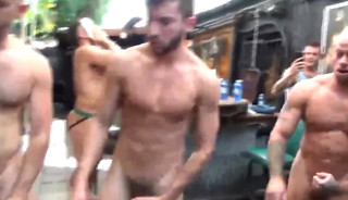 Cumdump s bareback gang bang