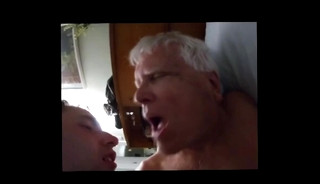 Gay Amputee Fucked Bareback by Two Younger Men, Cum Kissing