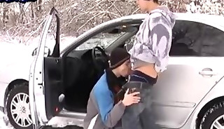 The guys in their free time enjoy sucking and cum in the mouth in the snow and at home