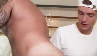 Muscled stepdad gets owned by his petite stepson cock