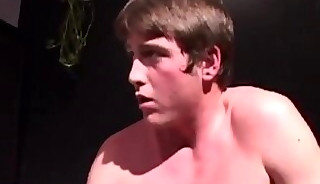 A five man bukkake scene where stunner Adrian gets a facial