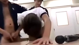 Japanese Twink Threesome In Classroom