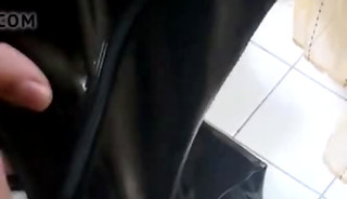 German Teen Crossdresser in Leather Clothes wear new Bo