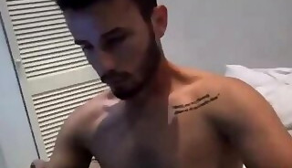 Handsome Straight latino pleasures his uncut cock
