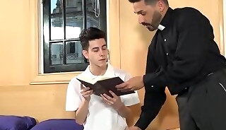 Asslicked skinny Latino jizzed by DILF after bareback sex