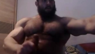 Muscle arab jerk off & cum