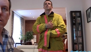 Handsome Firefighter Wanking and Jizzing