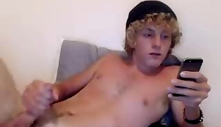 Curly hair guy with big cut cock