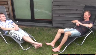 Feet fetish twinks Milo and Tristan fuck raw after blowjob with raw passion