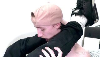 Shy polish boy in cap given huge load facial while FIT Hunk CHAV 8" Tommy spunk's one up his arse