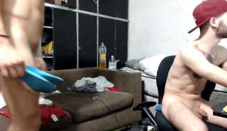 Friends on cam showing dick