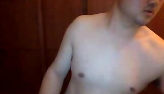 Asian Bear in White Shirt Cums on Cam