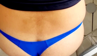 Pleasuring myself with a big dildo and a sexy thong