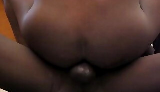 Skinny black amateur sucks and rides unsaddled cock