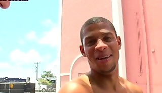 Black stud seduced and fucked in asshole outdoor by gay BFF