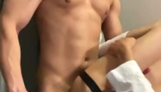 Asian muscle fuck on Table