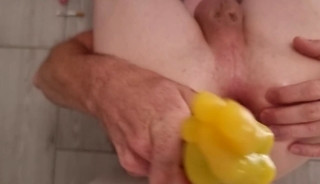femine boy in hungry butt position stuff huge dildos completely inside his shaved clean asshole