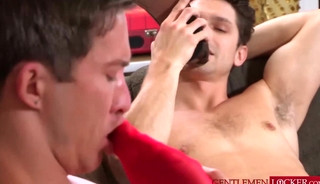 Jocks Devin Franco and Issac Parker licks each others feet