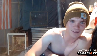 Boy with blue eyes wanking in live