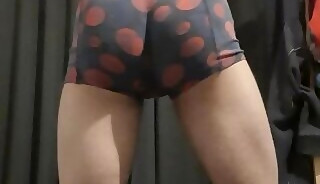 Boy shakes his ass in small boxershorts